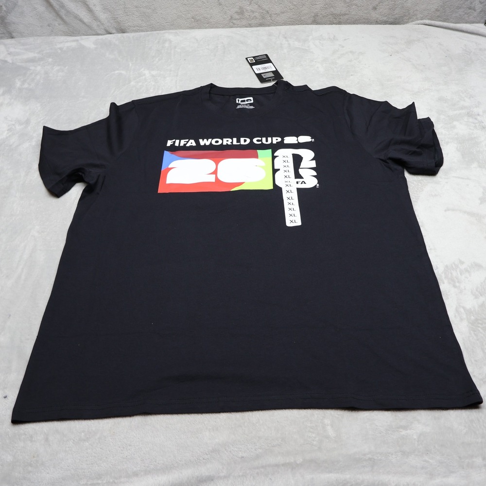 FIFA World Cup 26 Shirt Mens XL Black Host Cities Graphic Football Tee $20 NEW